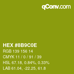 Color code: HEX #8B9C0E | qconv.com