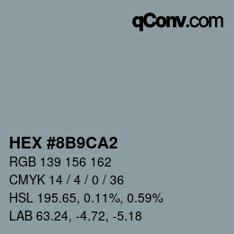 Código de color: HEX #8B9CA2 | qconv.com