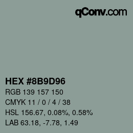 Color code: HEX #8B9D96 | qconv.com
