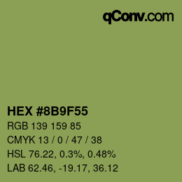 Color code: HEX #8B9F55 | qconv.com