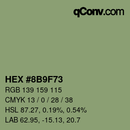 Color code: HEX #8B9F73 | qconv.com