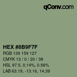 Farbcode: HEX #8B9F7F | qconv.com
