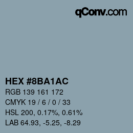 Color code: HEX #8BA1AC | qconv.com