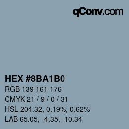 Color code: HEX #8BA1B0 | qconv.com