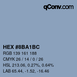 Código de color: HEX #8BA1BC | qconv.com