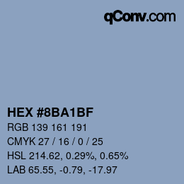 カラーコード: HEX #8BA1BF | qconv.com