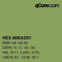 Color code: HEX #8BA25C | qconv.com
