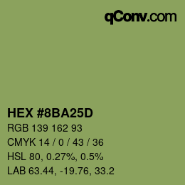 Color code: HEX #8BA25D | qconv.com