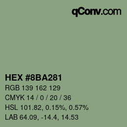 Código de color: HEX #8BA281 | qconv.com
