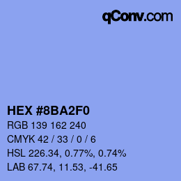 Color code: HEX #8BA2F0 | qconv.com