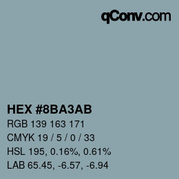 Color code: HEX #8BA3AB | qconv.com