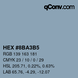 Farbcode: HEX #8BA3B5 | qconv.com