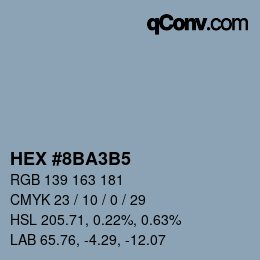 Color code: HEX #8BA3B5 | qconv.com