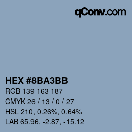 カラーコード: HEX #8BA3BB | qconv.com