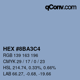 カラーコード: HEX #8BA3C4 | qconv.com