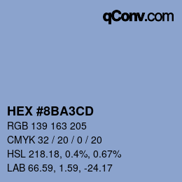 颜色代码: HEX #8BA3CD | qconv.com