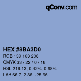 颜色代码: HEX #8BA3D0 | qconv.com