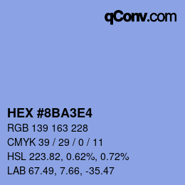 カラーコード: HEX #8BA3E4 | qconv.com