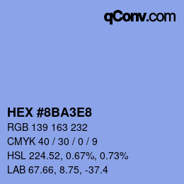 Color code: HEX #8BA3E8 | qconv.com