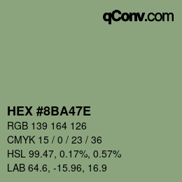 Color code: HEX #8BA47E | qconv.com