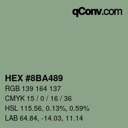Farbcode: HEX #8BA489 | qconv.com