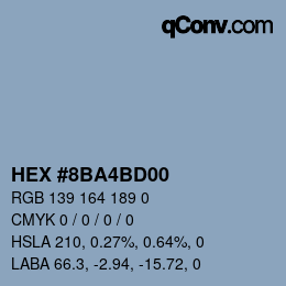 Color code: HEX #8BA4BD00 | qconv.com