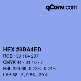 カラーコード: HEX #8BA4ED | qconv.com