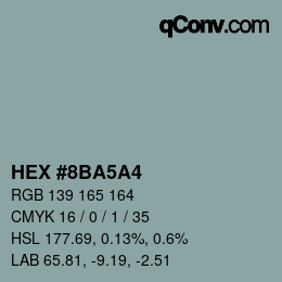 Color code: HEX #8BA5A4 | qconv.com