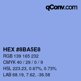 Code couleur: HEX #8BA5E8 | qconv.com