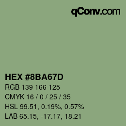 Código de color: HEX #8BA67D | qconv.com