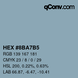 カラーコード: HEX #8BA7B5 | qconv.com