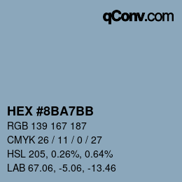 カラーコード: HEX #8BA7BB | qconv.com