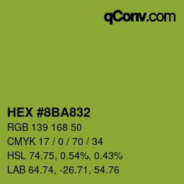 Farbcode: HEX #8BA832 | qconv.com