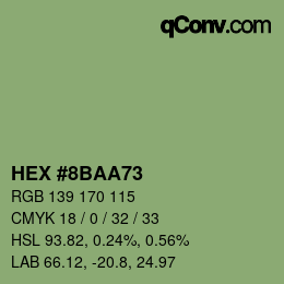 Color code: HEX #8BAA73 | qconv.com