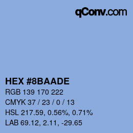 Color code: HEX #8BAADE | qconv.com