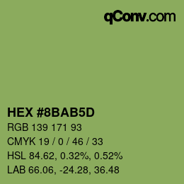 Color code: HEX #8BAB5D | qconv.com