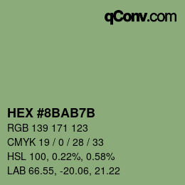 Color code: HEX #8BAB7B | qconv.com