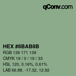 Color code: HEX #8BAB8B | qconv.com