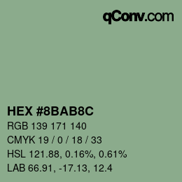 Color code: HEX #8BAB8C | qconv.com