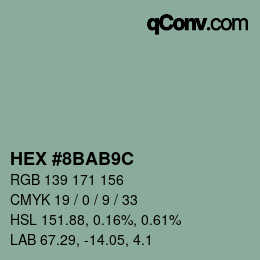Color code: HEX #8BAB9C | qconv.com