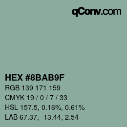 Color code: HEX #8BAB9F | qconv.com