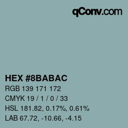 Color code: HEX #8BABAC | qconv.com
