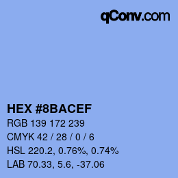 Color code: HEX #8BACEF | qconv.com