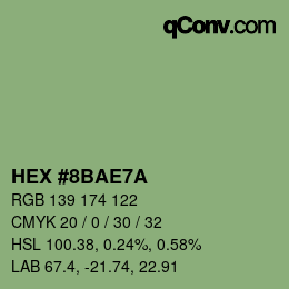 Código de color: HEX #8BAE7A | qconv.com