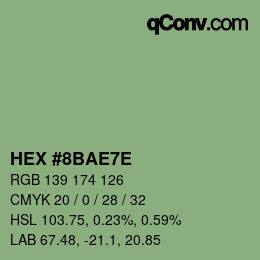 Color code: HEX #8BAE7E | qconv.com