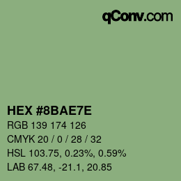 Color code: HEX #8BAE7E | qconv.com