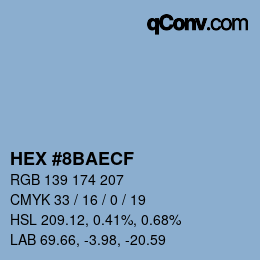 Color code: HEX #8BAECF | qconv.com