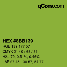 颜色代码: HEX #8BB139 | qconv.com