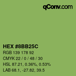 Color code: HEX #8BB25C | qconv.com