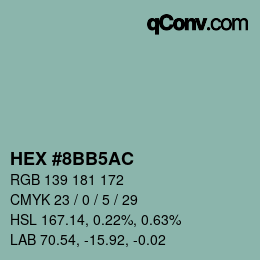 Color code: HEX #8BB5AC | qconv.com